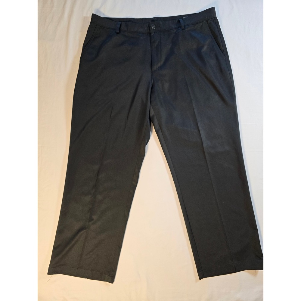 Adidas Climalite Mens Golf Pants Black Straight Leg 38x32 Flat Front Trousers